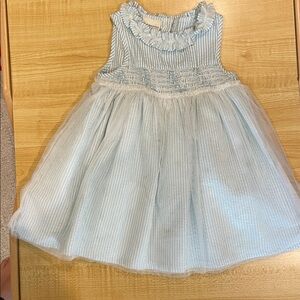 First Impressions | Blue and White seersucker Striped Dress | 24 months
